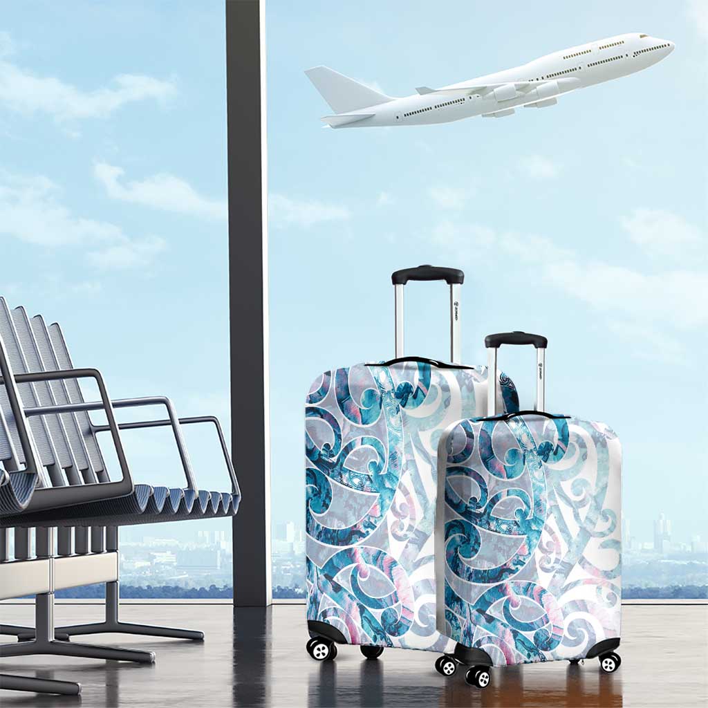 Turquoise Paua Shell Maori Luggage Cover Koru Kowhaiwhai LT7 - Polynesian Pride