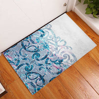 Turquoise Paua Shell Maori Rubber Doormat Koru Kowhaiwhai - Polynesian Pride