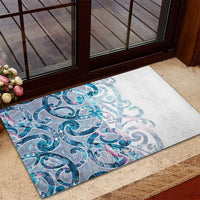 Turquoise Paua Shell Maori Rubber Doormat Koru Kowhaiwhai - Polynesian Pride