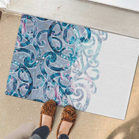 Turquoise Paua Shell Maori Rubber Doormat Koru Kowhaiwhai - Polynesian Pride