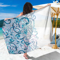 Turquoise Paua Shell Maori Sarong Koru Kowhaiwhai LT7 One Size 44 x 66 inches White - Polynesian Pride