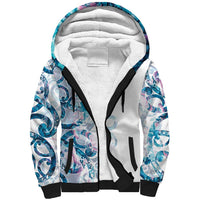 Turquoise Paua Shell Maori Sherpa Hoodie Koru Kowhaiwhai LT7 Unisex White - Polynesian Pride