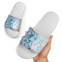 Turquoise Paua Shell Maori Slide Sandals Koru Kowhaiwhai LT7 - Polynesian Pride