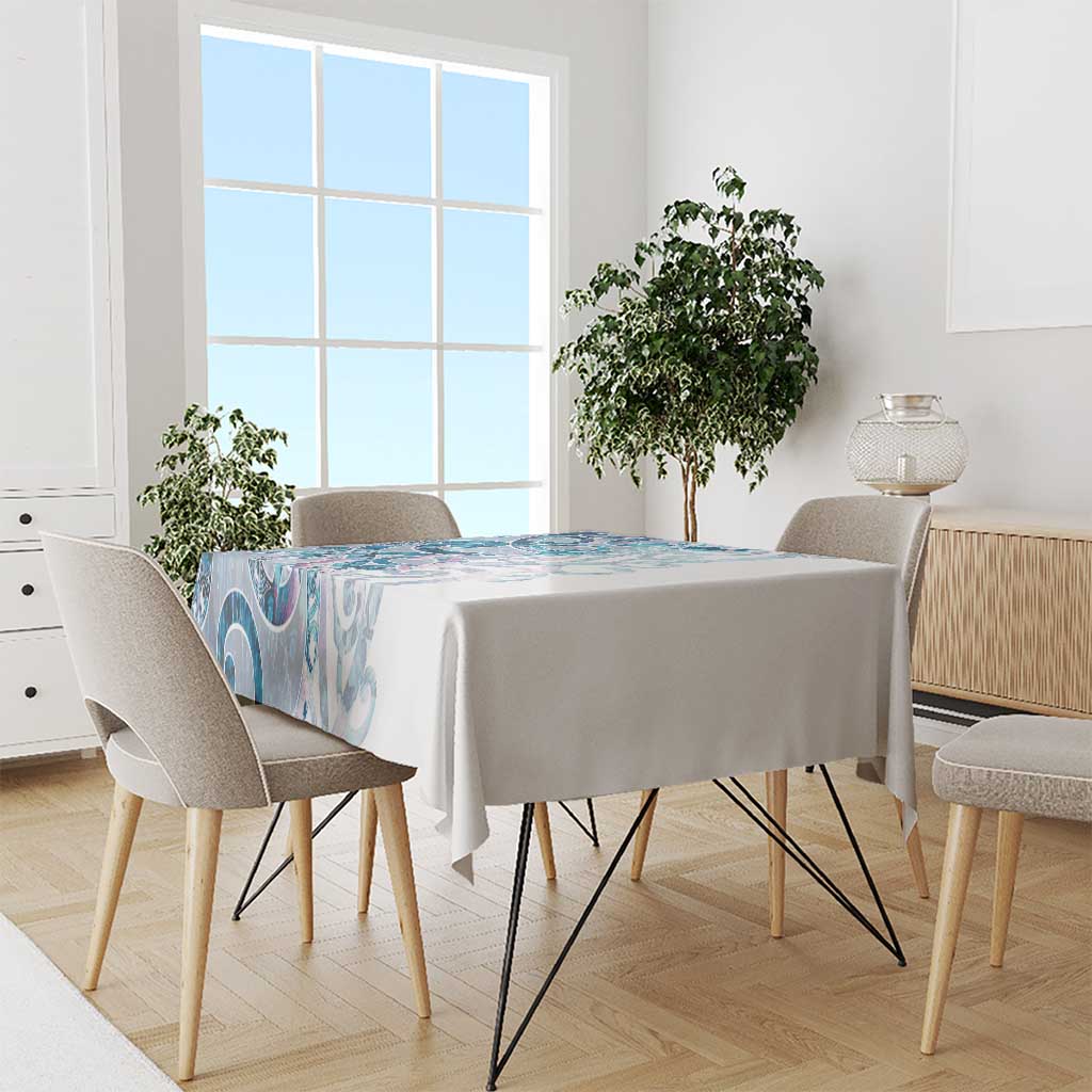 Turquoise Paua Shell Maori Tablecloth Koru Kowhaiwhai LT7 - Polynesian Pride