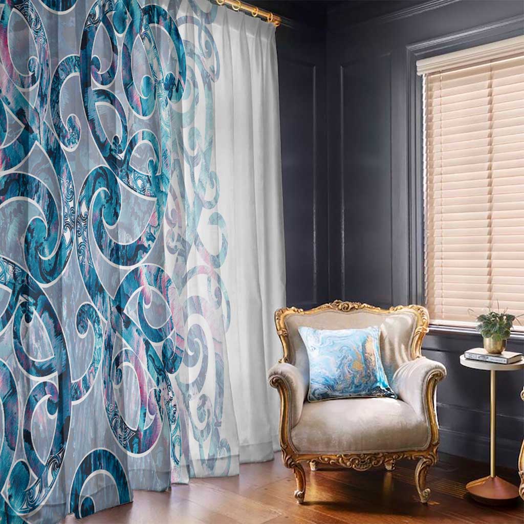Turquoise Paua Shell Maori Window Curtain Koru Kowhaiwhai LT7 - Polynesian Pride