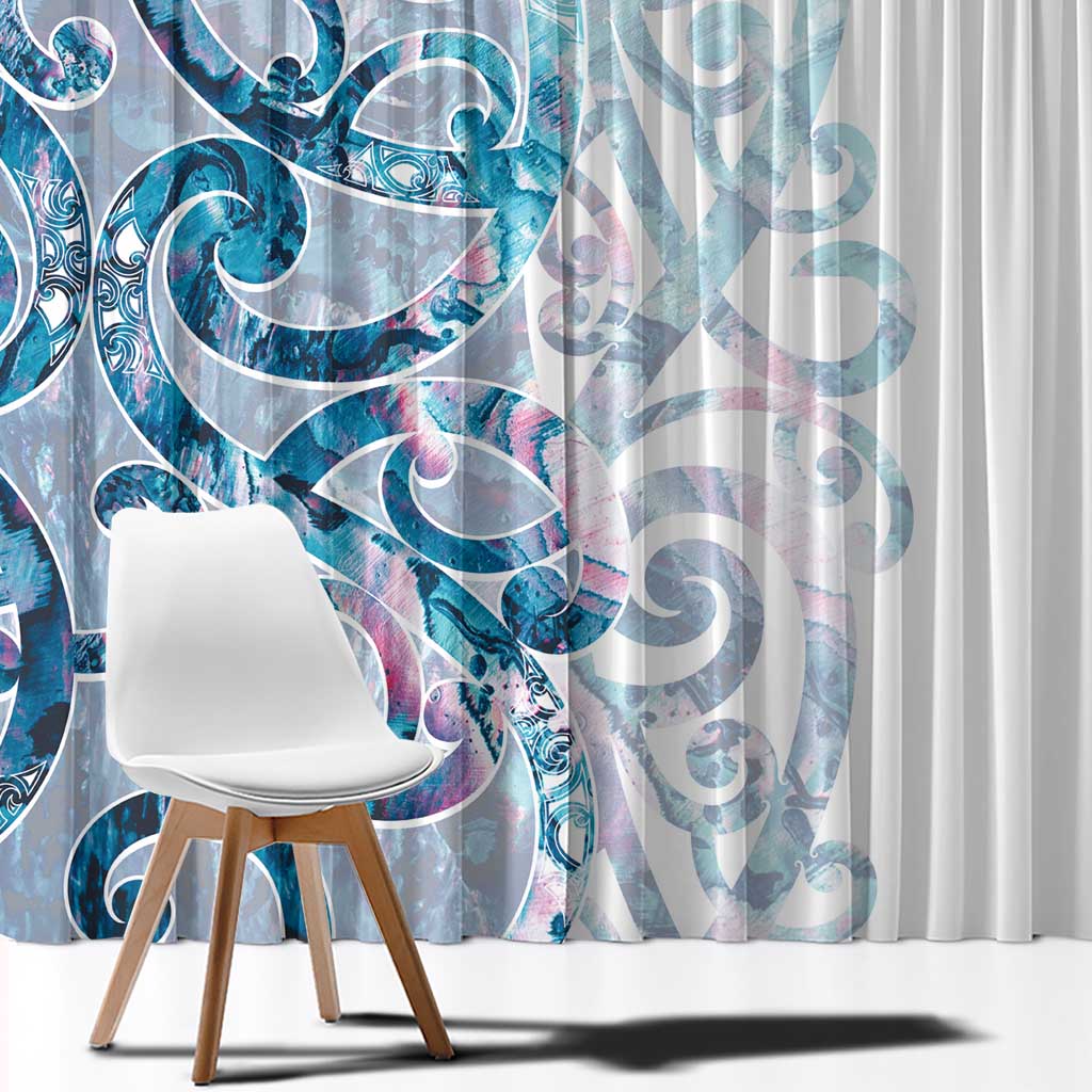 Turquoise Paua Shell Maori Window Curtain Koru Kowhaiwhai LT7 - Polynesian Pride