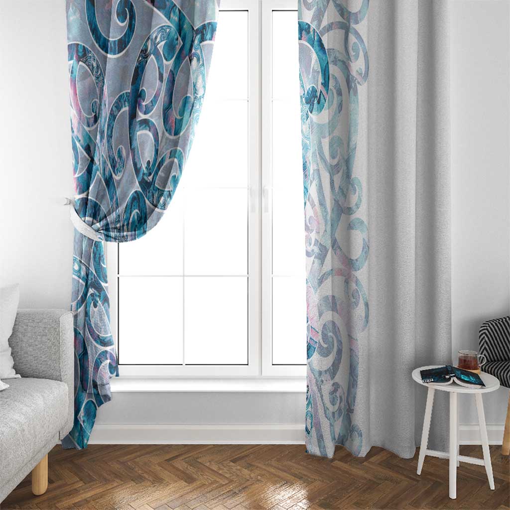 Turquoise Paua Shell Maori Window Curtain Koru Kowhaiwhai LT7 - Polynesian Pride