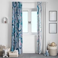 Turquoise Paua Shell Maori Window Curtain Koru Kowhaiwhai LT7 - Polynesian Pride