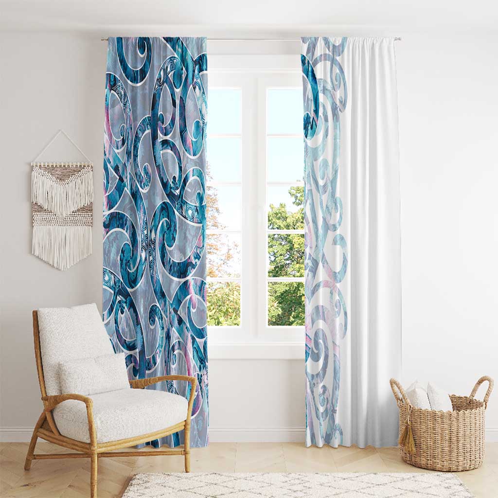 Turquoise Paua Shell Maori Window Curtain Koru Kowhaiwhai LT7 - Polynesian Pride