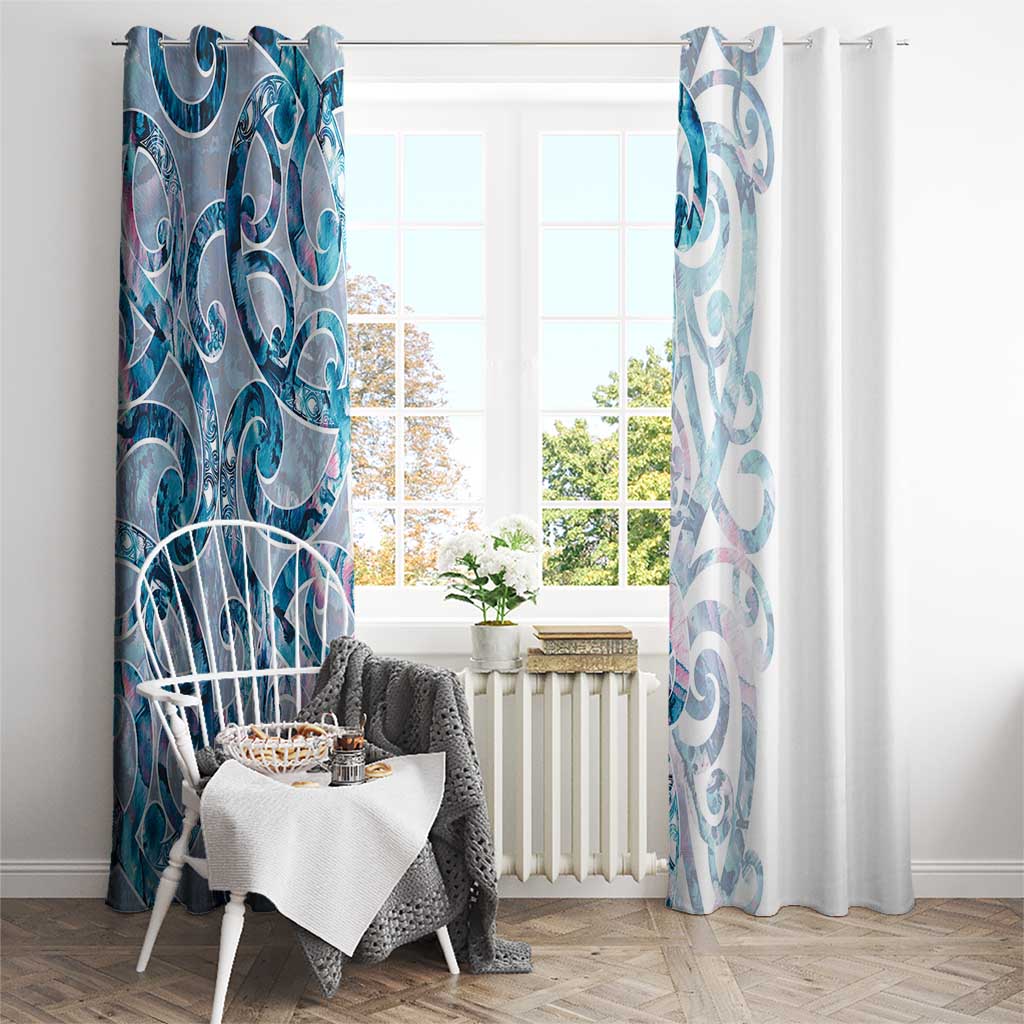 Turquoise Paua Shell Maori Window Curtain Koru Kowhaiwhai LT7 - Polynesian Pride