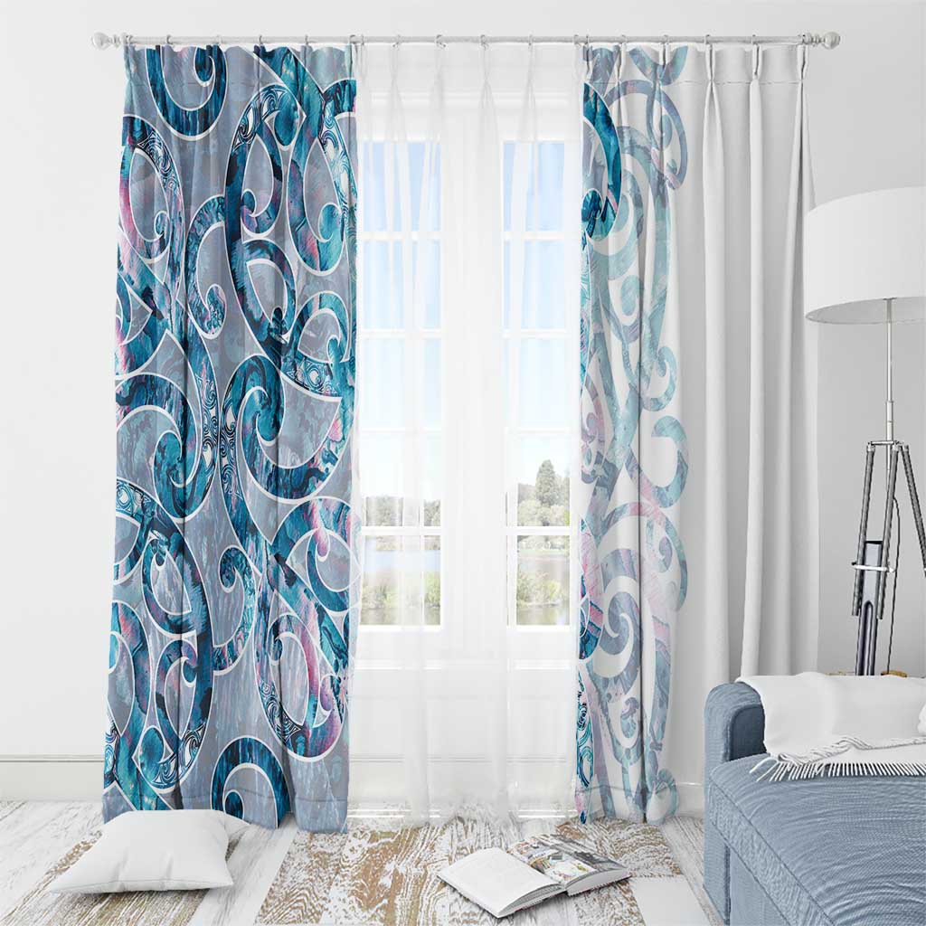Turquoise Paua Shell Maori Window Curtain Koru Kowhaiwhai LT7 - Polynesian Pride