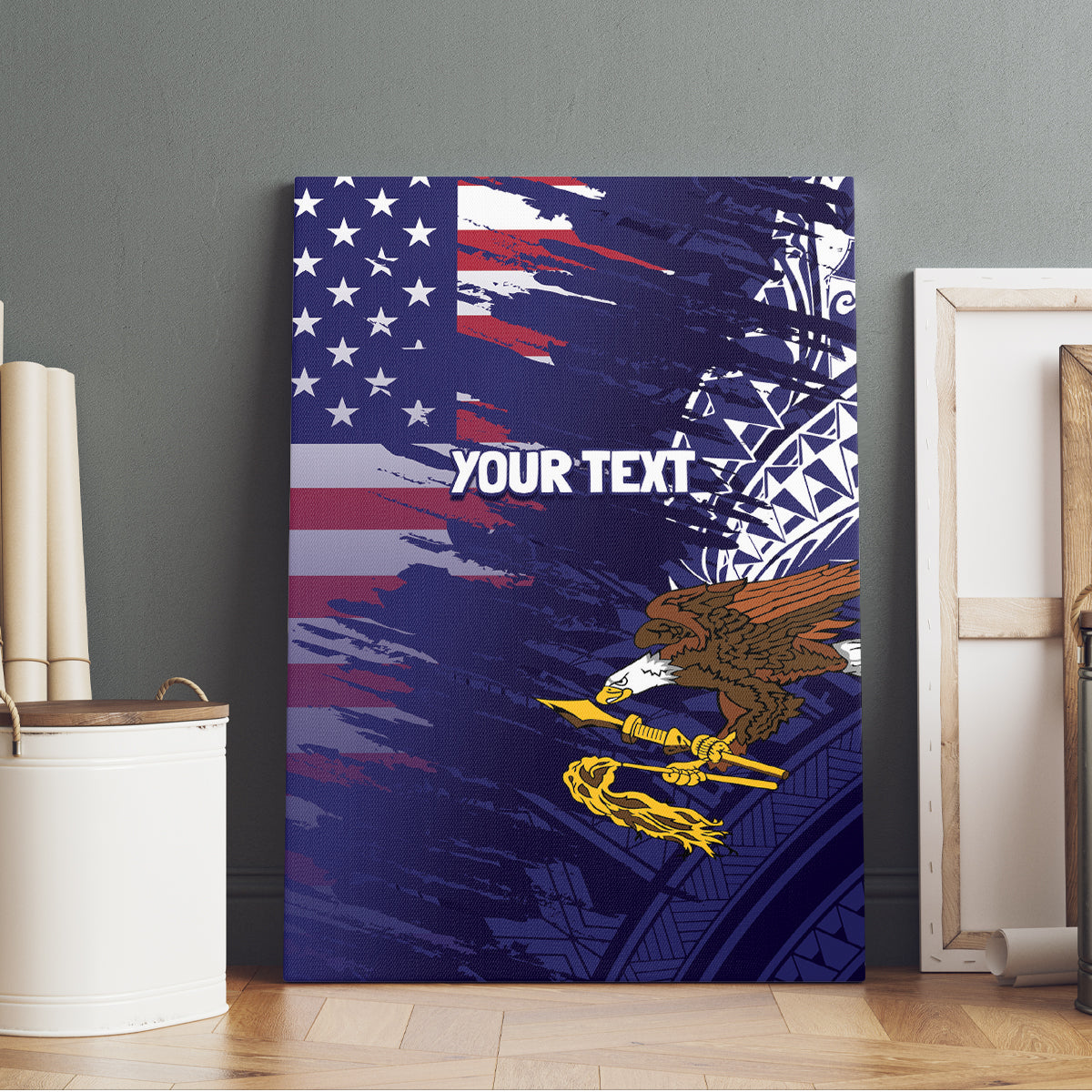 American Samoa Mix US Canvas Wall Art Flag Day Grunge Style LT7 - Polynesian Pride