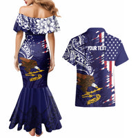 American Samoa Mix US Couples Matching Mermaid Dress and Hawaiian Shirt Flag Day Grunge Style LT7 - Polynesian Pride