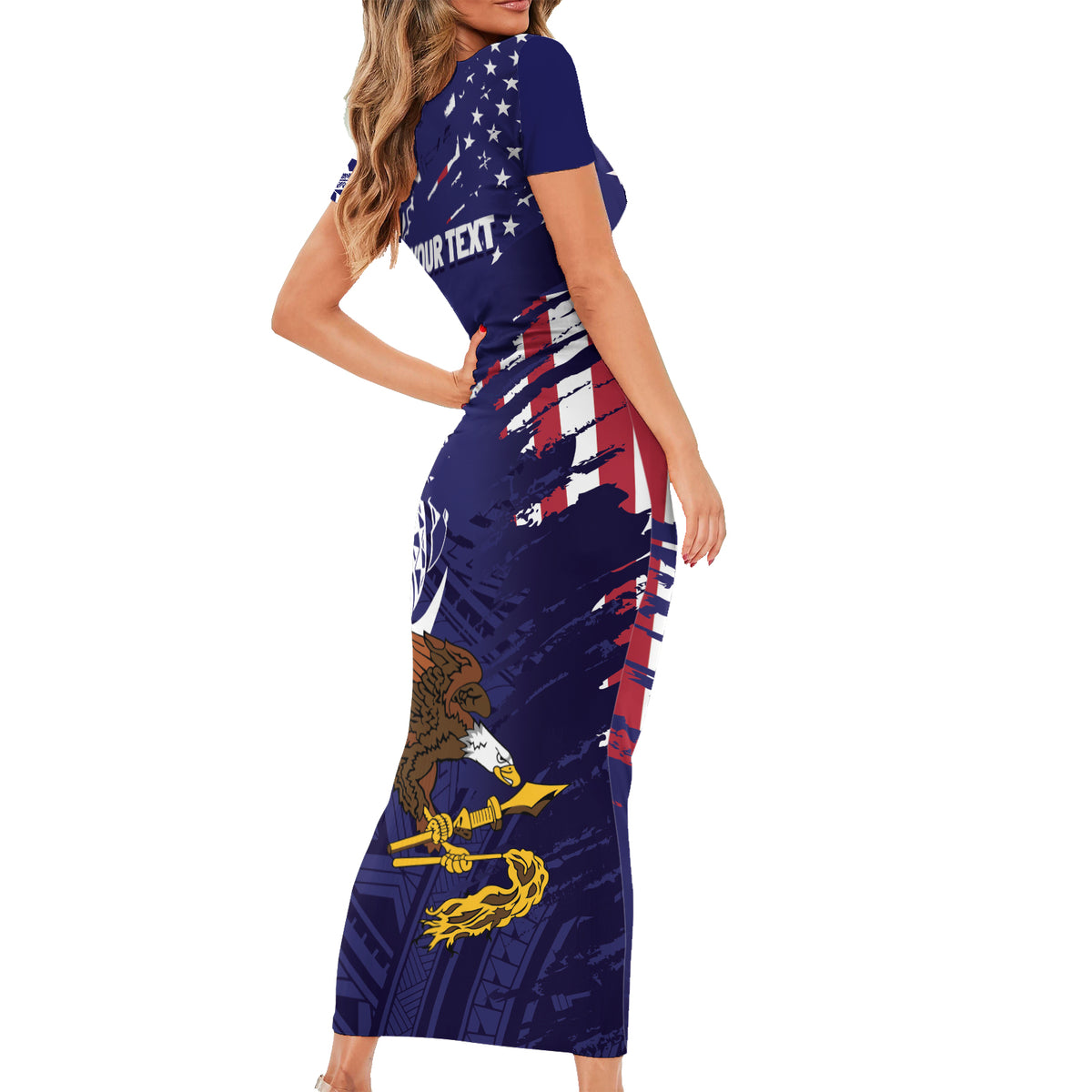 American Samoa Mix US Family Matching Short Sleeve Bodycon Dress and Hawaiian Shirt Flag Day Grunge Style LT7 - Polynesian Pride