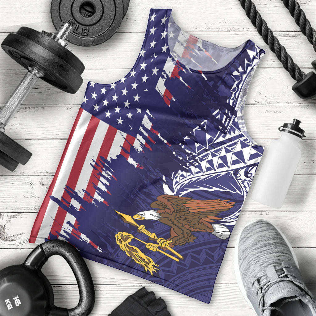 American Samoa Mix US Men Tank Top Flag Day Grunge Style LT7 - Polynesian Pride