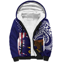American Samoa Mix US Sherpa Hoodie Flag Day Grunge Style LT7 Unisex Blue - Polynesian Pride