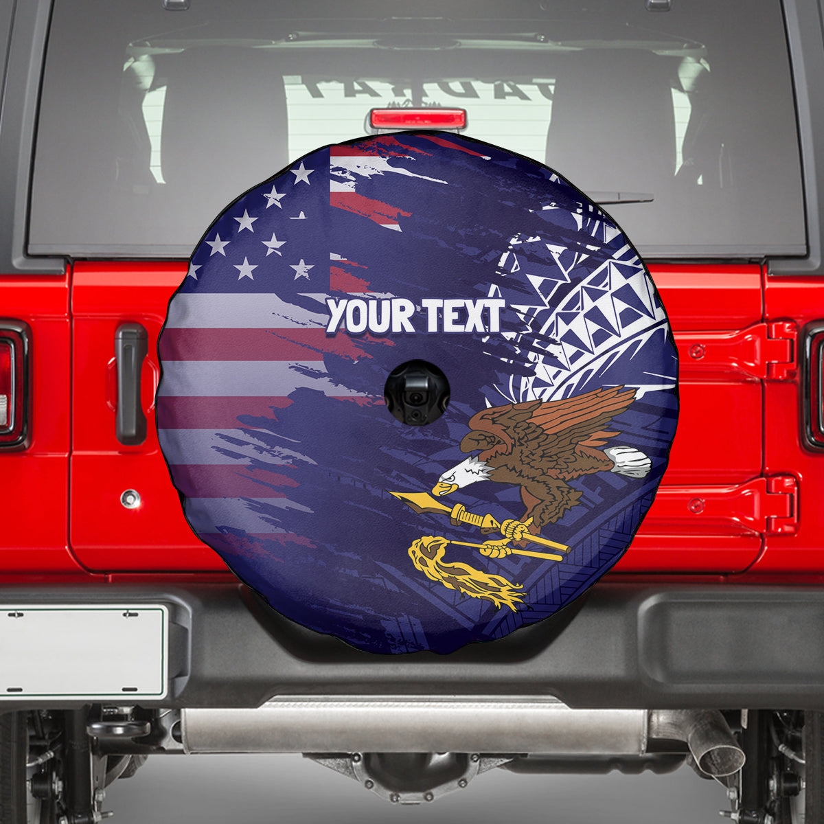 American Samoa Mix US Spare Tire Cover Flag Day Grunge Style