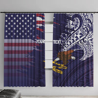 American Samoa Mix US Window Curtain Flag Day Grunge Style LT7 With Hooks Blue - Polynesian Pride