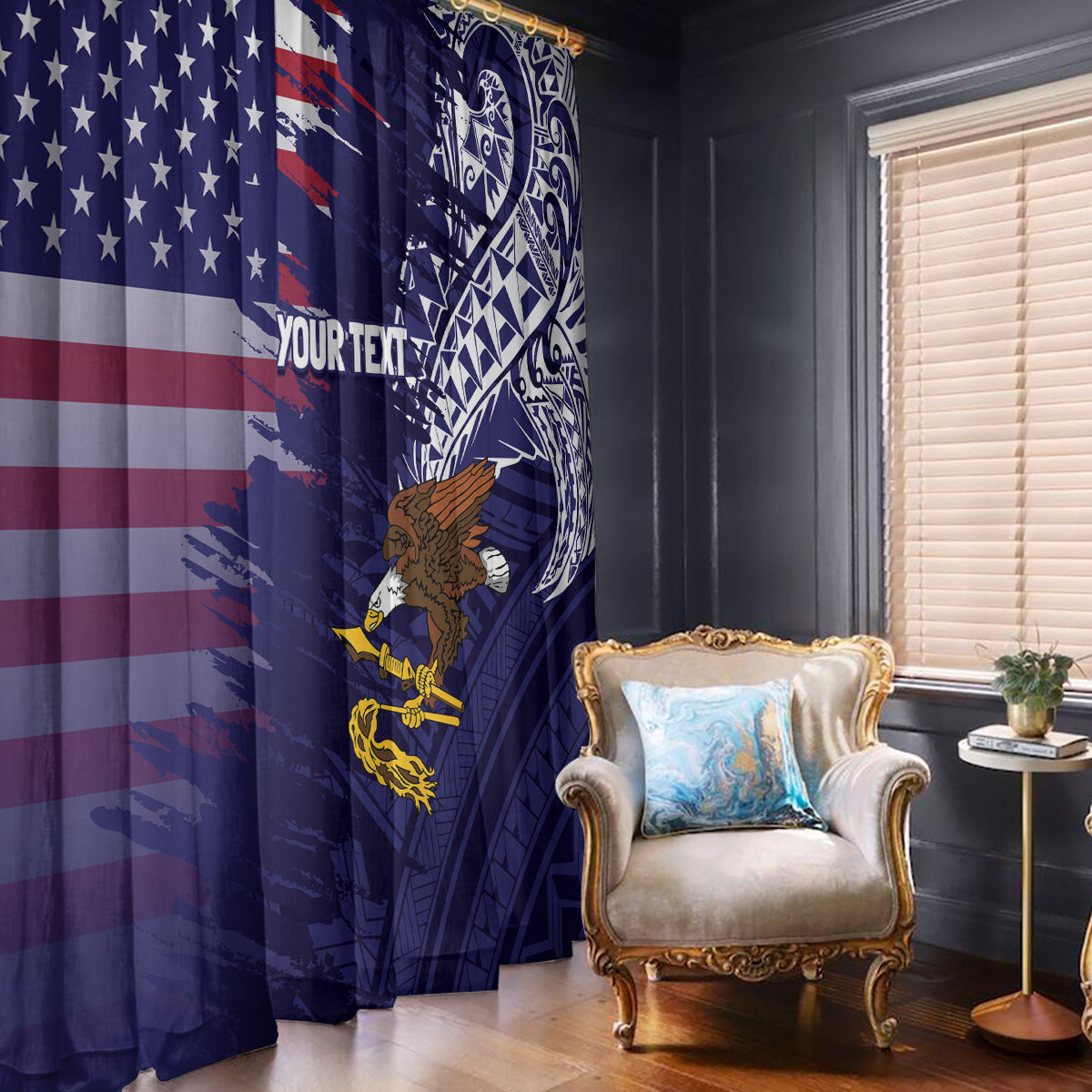 American Samoa Mix US Window Curtain Flag Day Grunge Style LT7 - Polynesian Pride