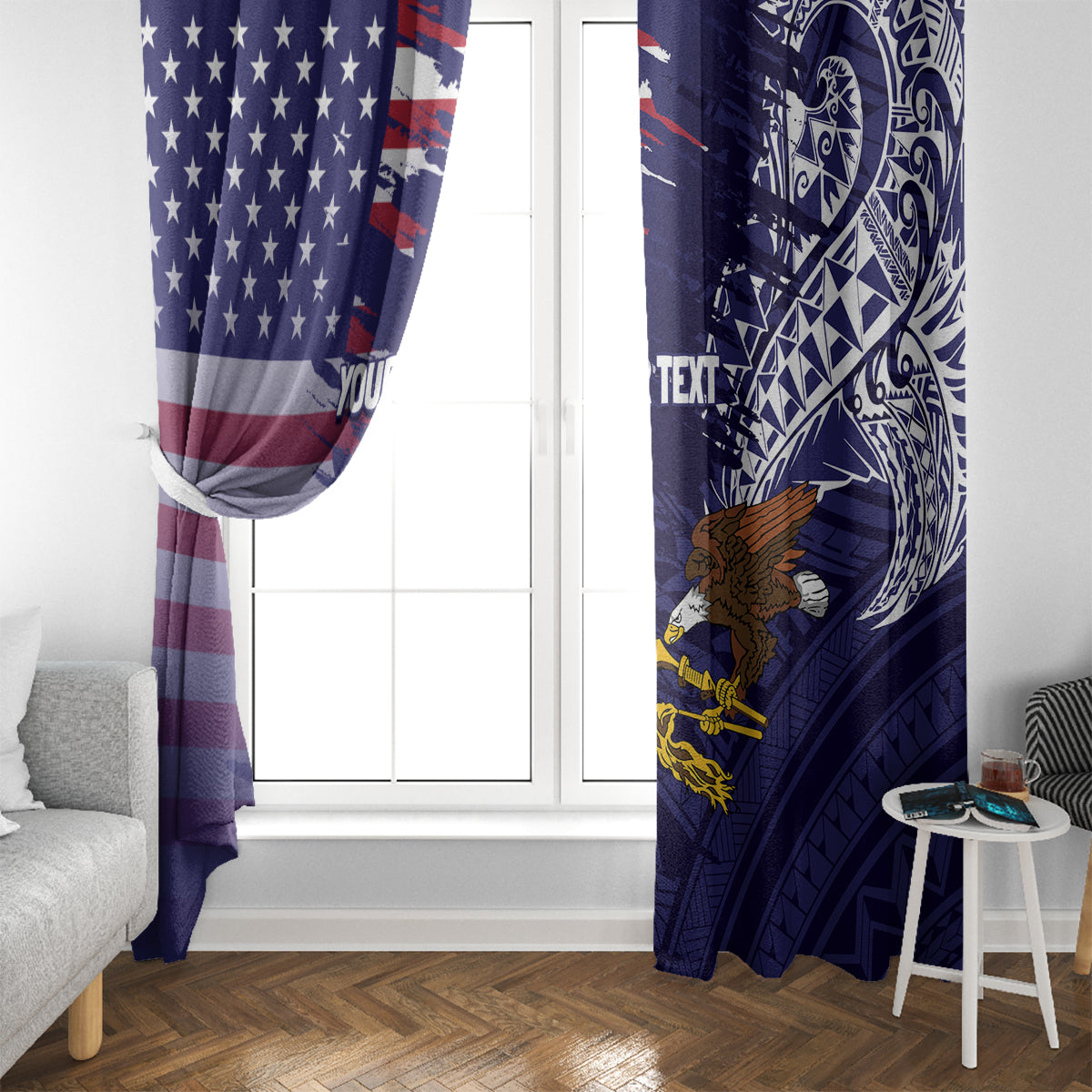 American Samoa Mix US Window Curtain Flag Day Grunge Style LT7 - Polynesian Pride