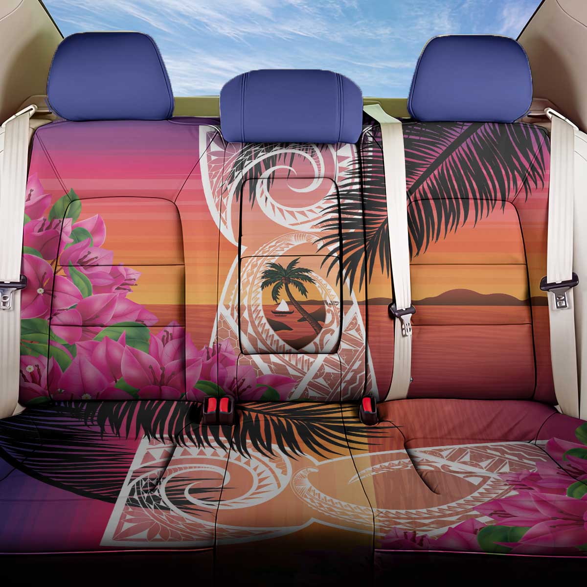 Guam Chamorro Back Car Seat Cover Artsy Latte Stone