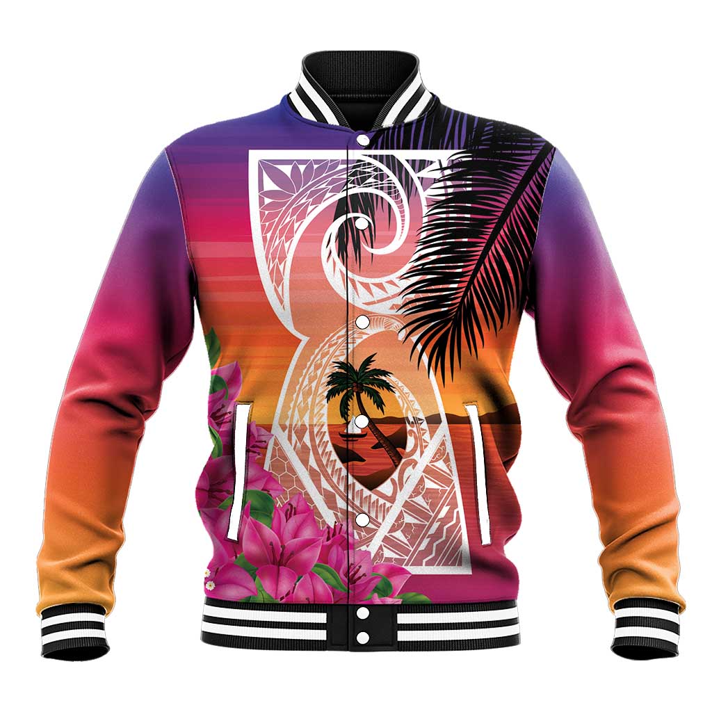 Guam Chamorro Baseball Jacket Artsy Latte Stone