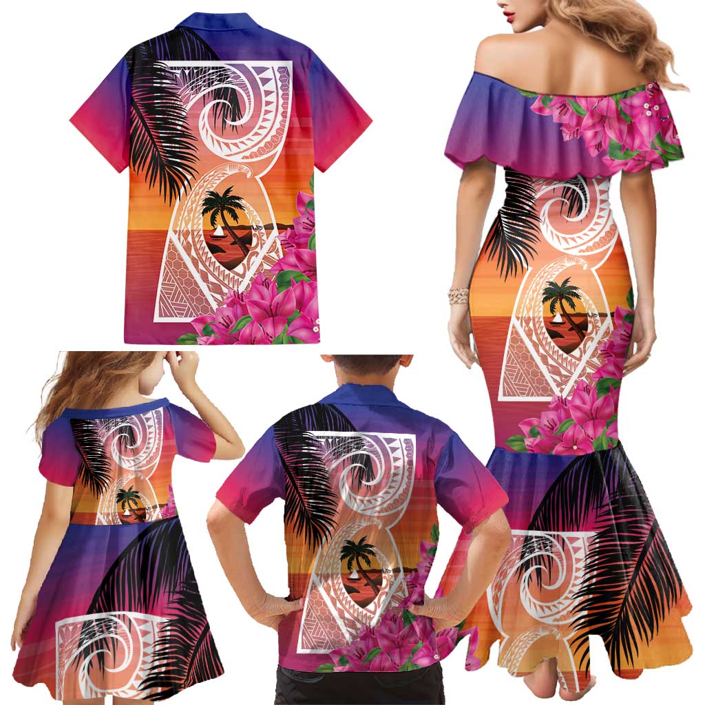 Guam Chamorro Family Matching Mermaid Dress and Hawaiian Shirt Artsy Latte Stone