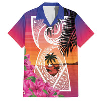 Guam Chamorro Family Matching Off Shoulder Short Dress and Hawaiian Shirt Artsy Latte Stone