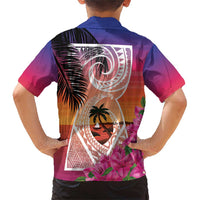 Guam Chamorro Family Matching Short Sleeve Bodycon Dress and Hawaiian Shirt Artsy Latte Stone