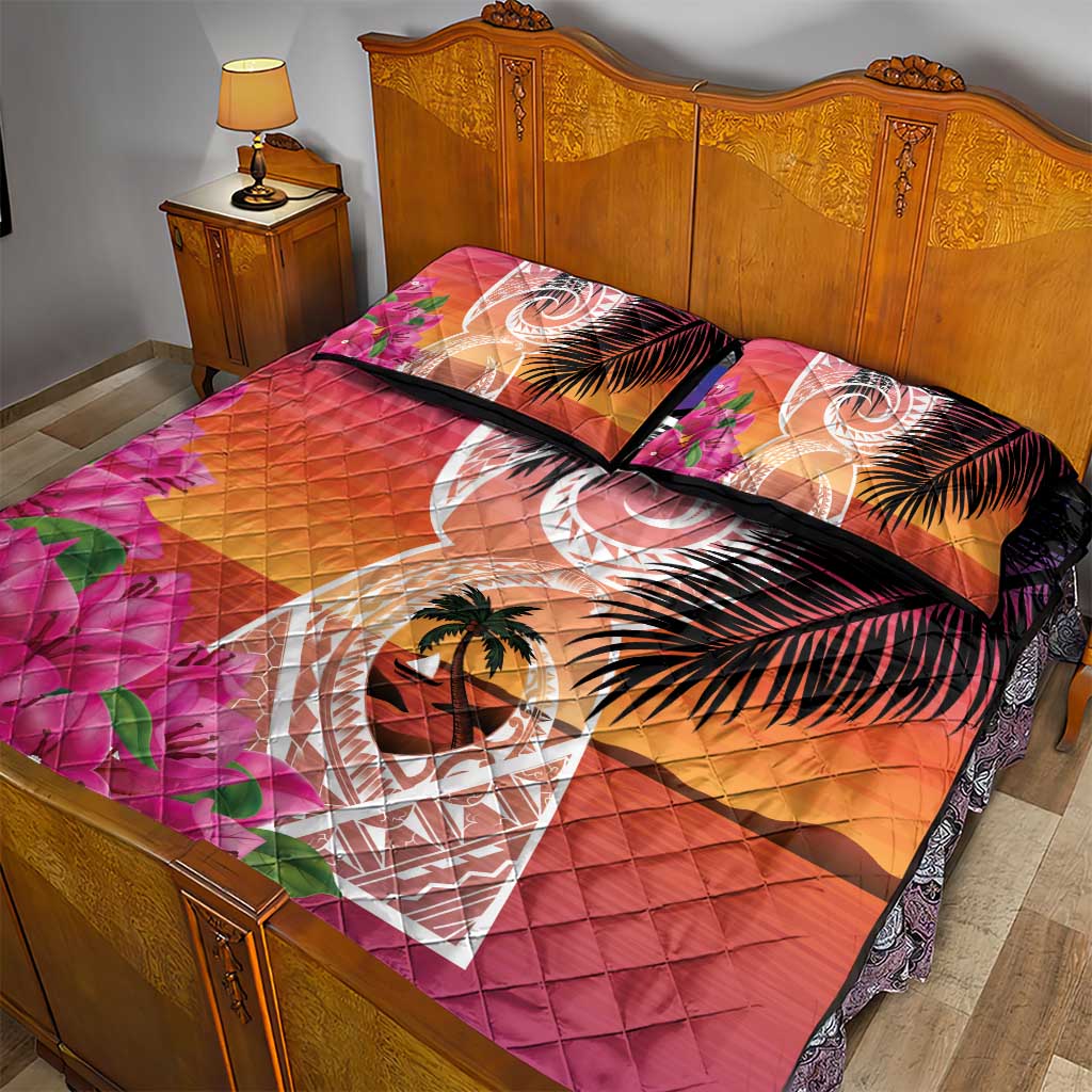 Guam Chamorro Quilt Bed Set Artsy Latte Stone