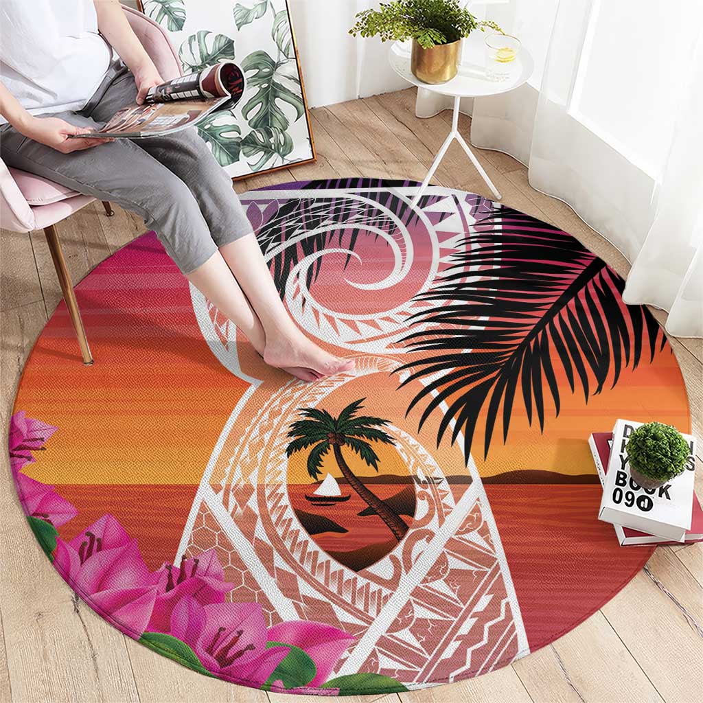 Guam Chamorro Round Carpet Artsy Latte Stone