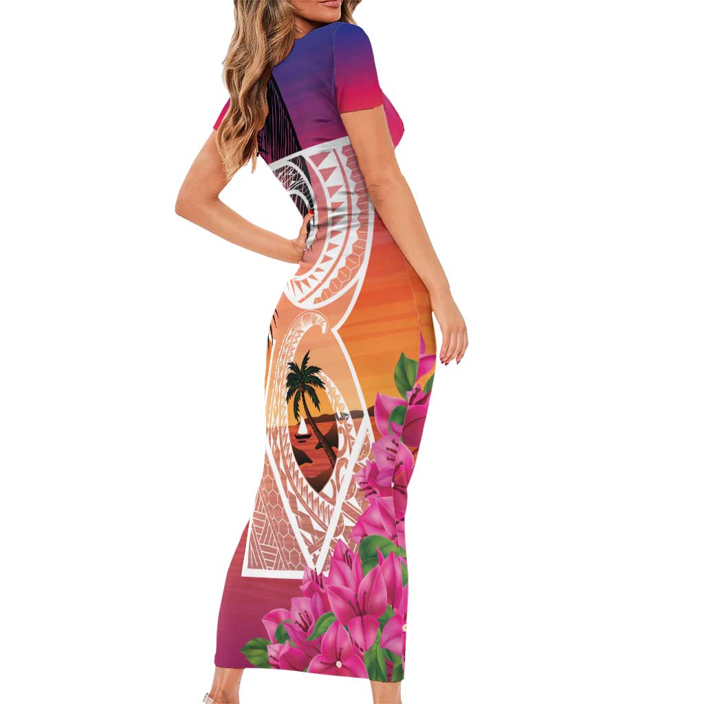 Guam Chamorro Short Sleeve Bodycon Dress Artsy Latte Stone