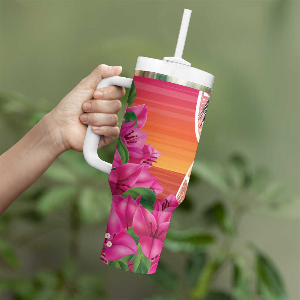 Guam Chamorro Tumbler With Handle Artsy Latte Stone LT7 - Polynesian Pride