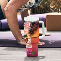 Guam Chamorro Tumbler With Handle Artsy Latte Stone LT7 - Polynesian Pride