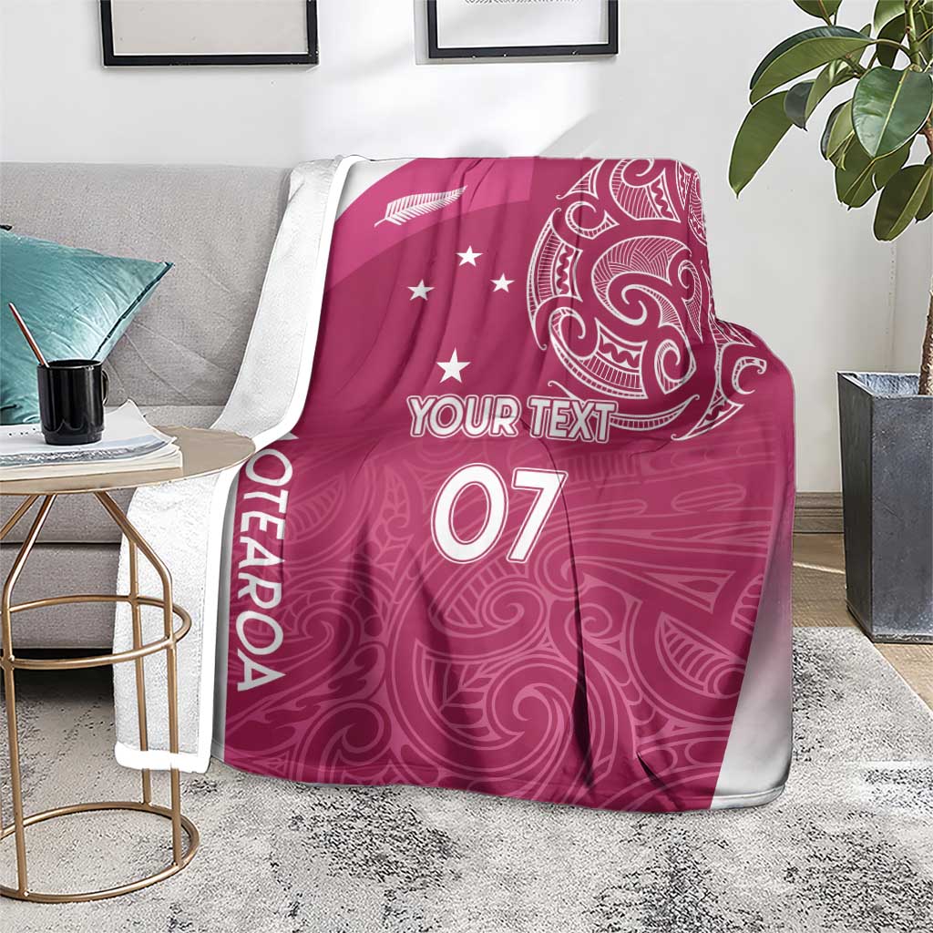 Personalised New Zealand Rugby Blanket Aotearoa Champions - Pink Version