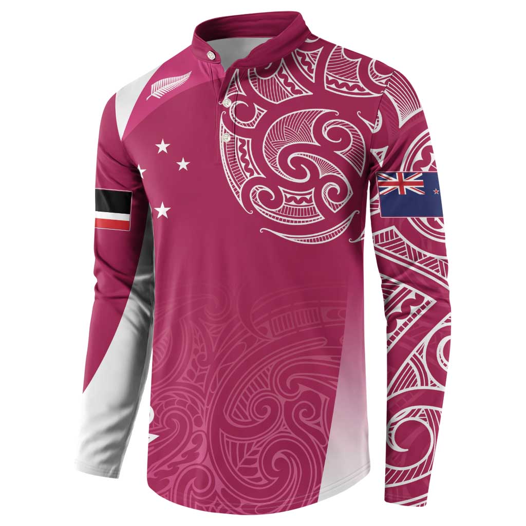 Personalised New Zealand Rugby Button Sweatshirt Aotearoa Champions - Pink Version