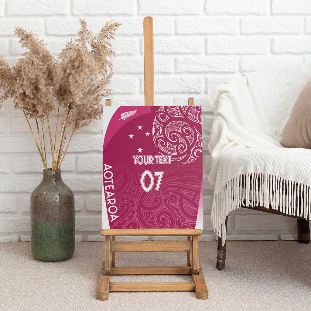 Personalised New Zealand Rugby Canvas Wall Art Aotearoa Champions - Pink Version