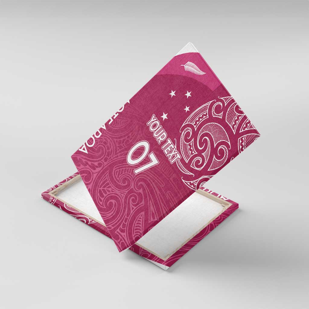 Personalised New Zealand Rugby Canvas Wall Art Aotearoa Champions - Pink Version