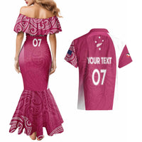 Personalised New Zealand Rugby Couples Matching Mermaid Dress and Hawaiian Shirt Aotearoa Champions - Pink Version