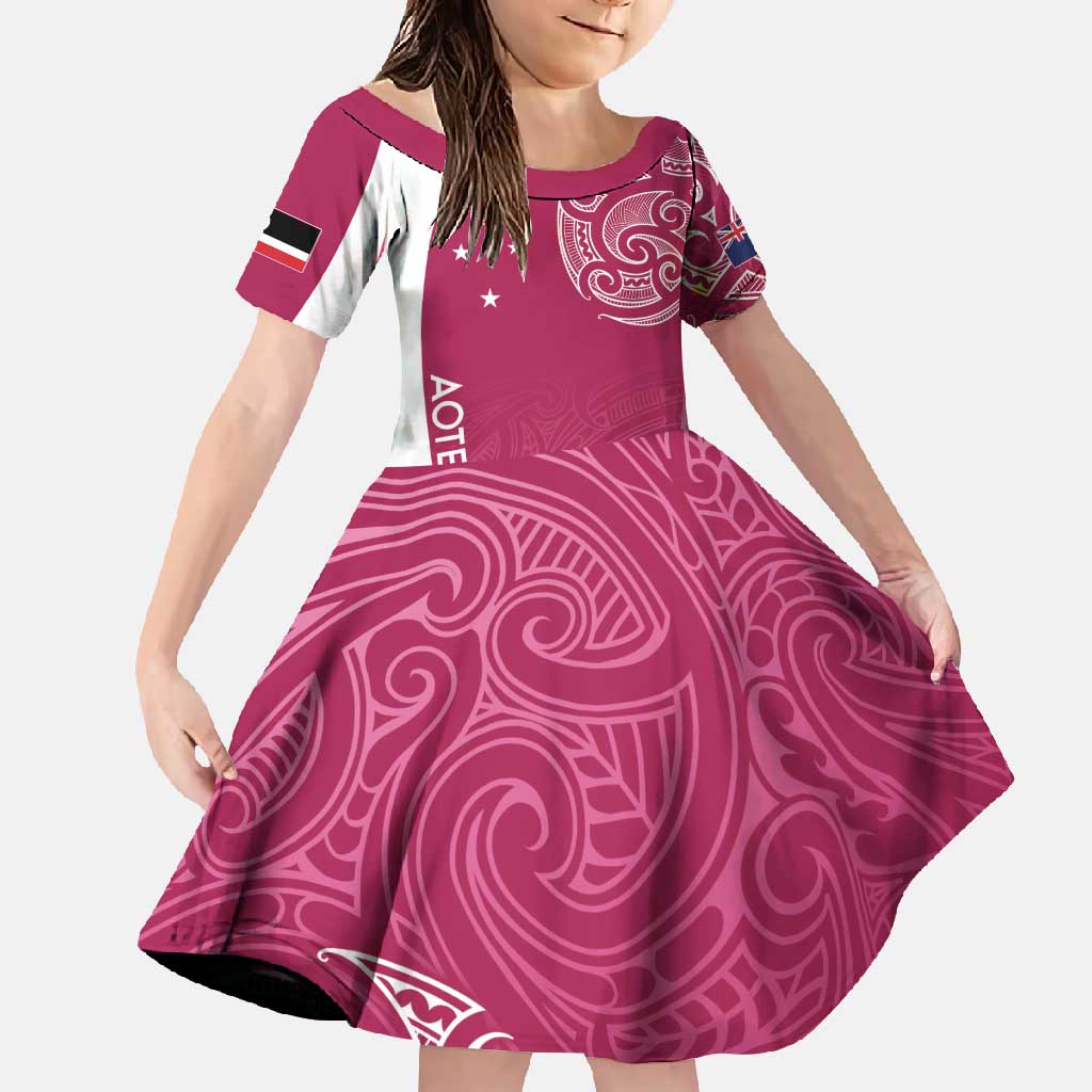 Personalised New Zealand Rugby Family Matching Mermaid Dress and Hawaiian Shirt Aotearoa Champions - Pink Version