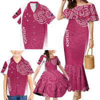 Personalised New Zealand Rugby Family Matching Mermaid Dress and Hawaiian Shirt Aotearoa Champions - Pink Version