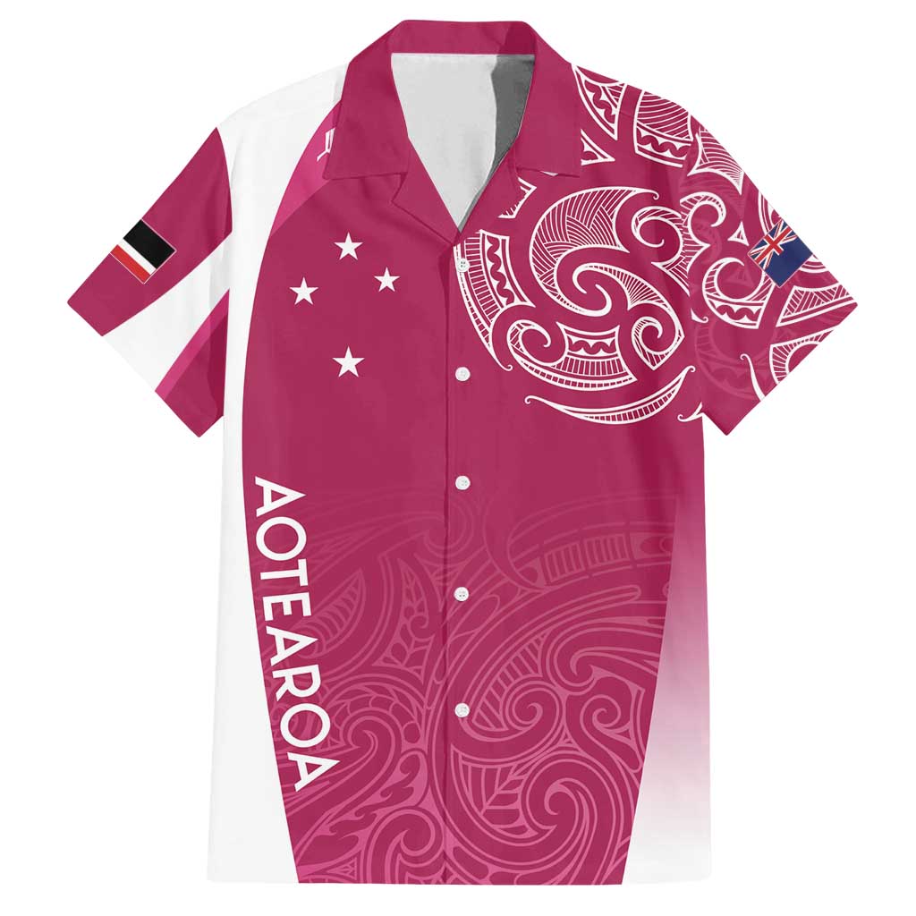 Personalised New Zealand Rugby Family Matching Puletasi and Hawaiian Shirt Aotearoa Champions - Pink Version