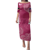 Personalised New Zealand Rugby Family Matching Puletasi and Hawaiian Shirt Aotearoa Champions - Pink Version