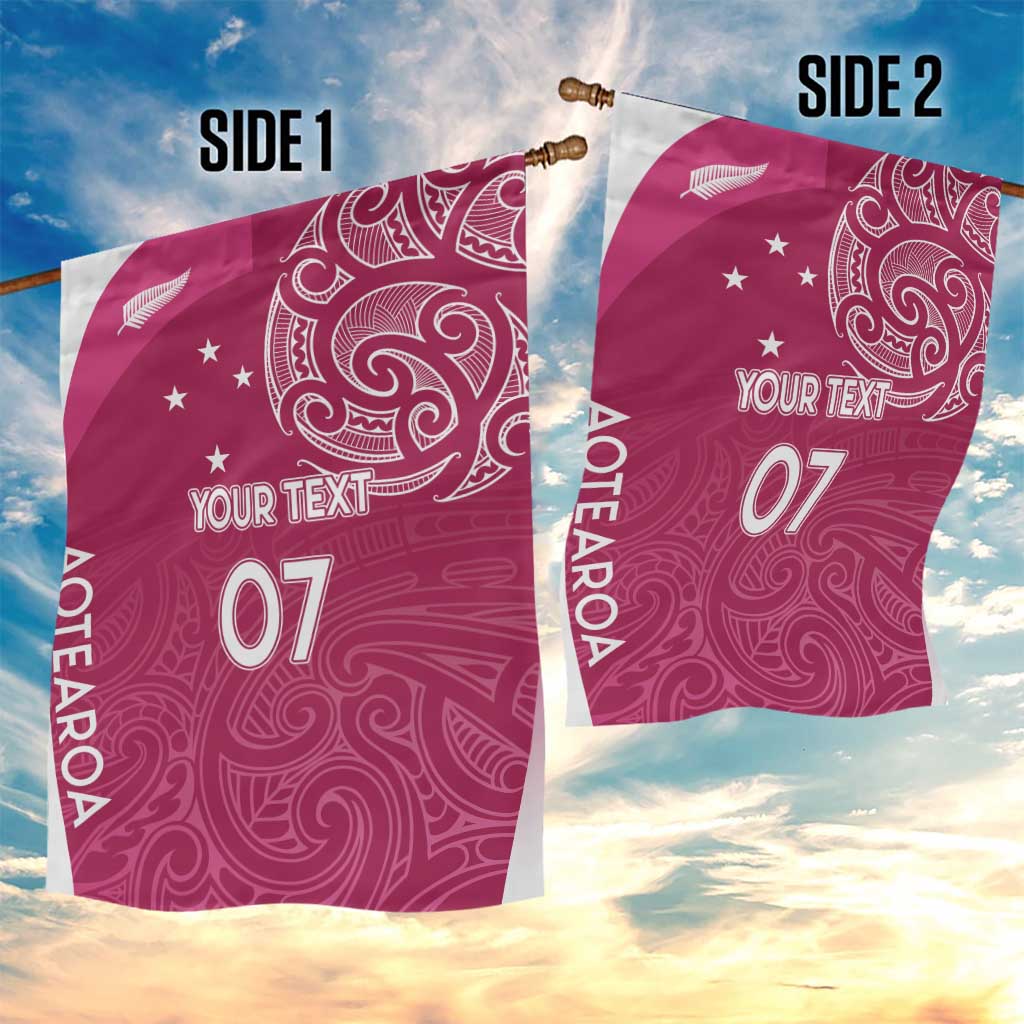 Personalised New Zealand Rugby Garden Flag Aotearoa Champions - Pink Version