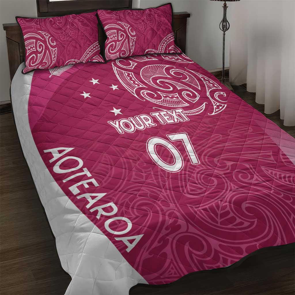 Personalised New Zealand Rugby Quilt Bed Set Aotearoa Champions - Pink Version