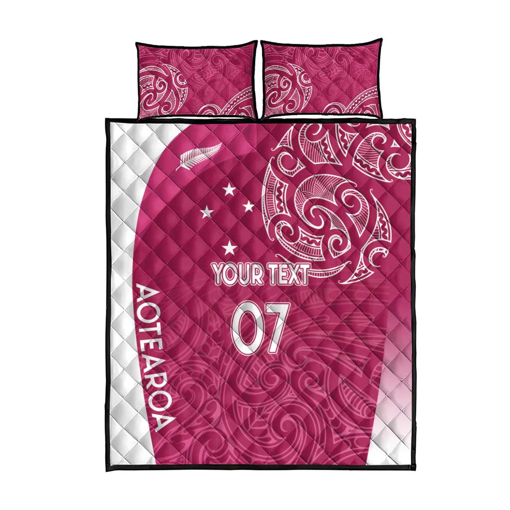 Personalised New Zealand Rugby Quilt Bed Set Aotearoa Champions - Pink Version