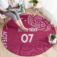 Personalised New Zealand Rugby Round Carpet Aotearoa Champions - Pink Version