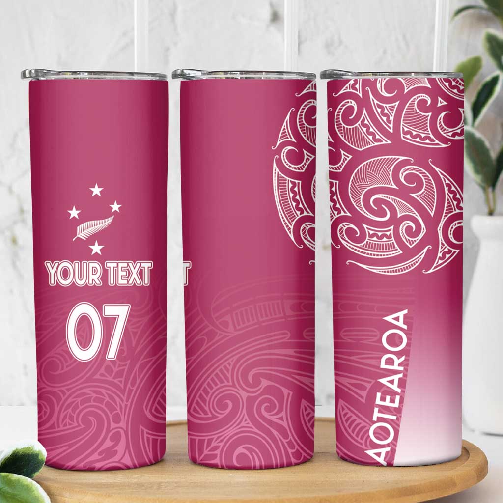 Personalised New Zealand Rugby Skinny Tumbler Aotearoa Champions - Pink Version