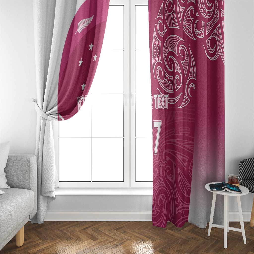 Personalised New Zealand Rugby Window Curtain Aotearoa Champions - Pink Version