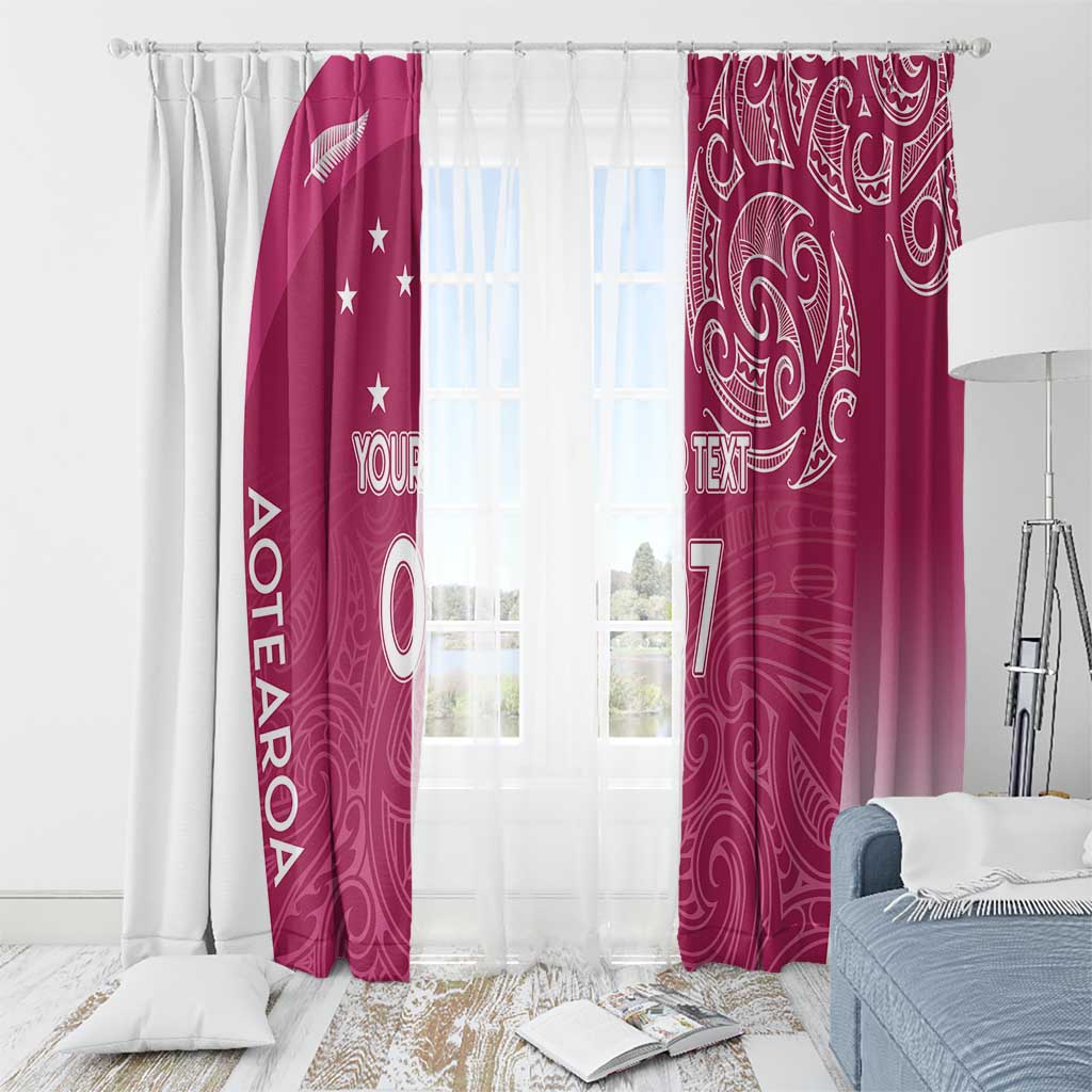 Personalised New Zealand Rugby Window Curtain Aotearoa Champions - Pink Version